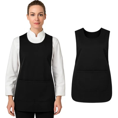 CELEBRITY-FASHIONS LADIES WOMEN TABARD APRON OVERALL KITCHEN CATERING CLEANING BAR PLUS SIZE POCKET
