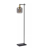 Stehlampe Glas Rauchgrau Schwarz 150 Cm E27 Wohnzimmer Stehleuchte Blendarm