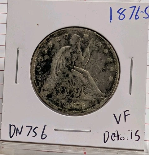 United States 1876-S San Francisco Seated Liberty Silver Half Dollar VF Details