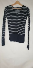 Atomsphere Blue Strip Long Sleeve V Neck Knit Jumper UK 6