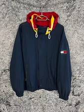 Men’s Tommy Hilfiger Vintage Nylon Jacket Windbreaker Streetwear Size 2XL