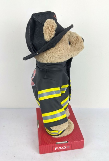 FAO Schwarz Teddy Bear Stuffed Plush 11/" Firefighter RARE for sale online