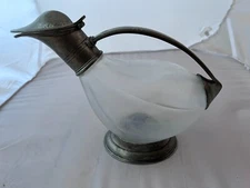 Vintage Arte Italica Taverna Duck Wine Decanter Glass/Pewter Made in Italy