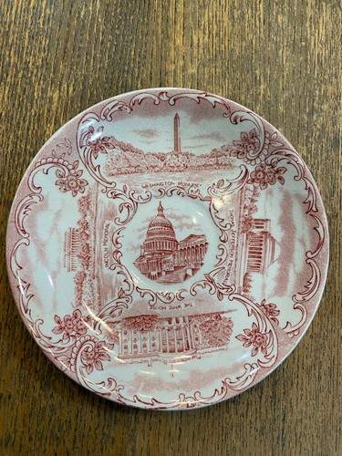 Souvenir Adams Staffordshire Washington DC | Tazza e piattino Demitasse | Rosso Rosa - Foto 4 di 8