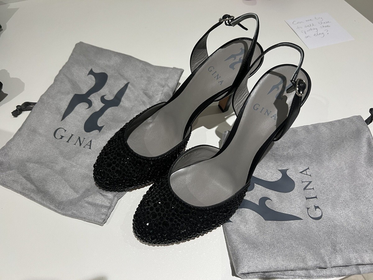 Gina Luxury Designer Shoes, Bolero, Black, Swarovski Crystals