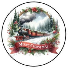 MERRY CHRISTMAS TRAIN ENVELOPE SEALS LABELS STICKERS PARTY FAVORS