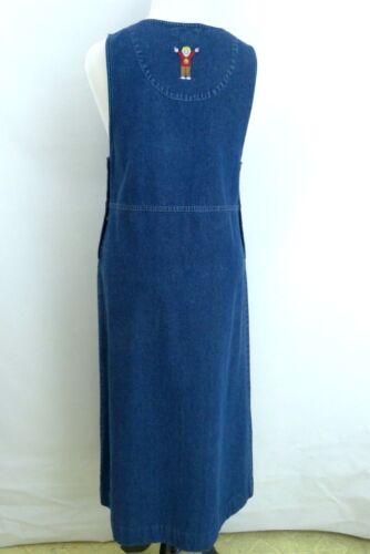 Bechamel Woman's Size M Embroidered Blue Denim Cotton Soccer Mom Long Dress - Picture 3 of 8
