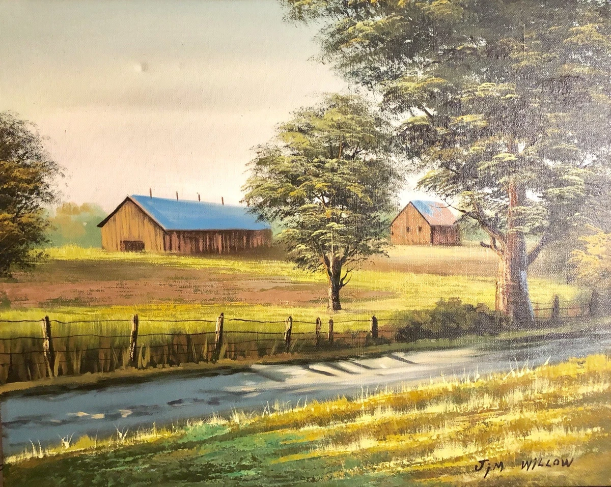 Vintage Landscape painting Oil on Canvas Artist Jim Willow