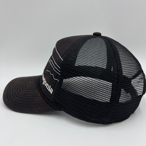 Cappello camionista vintage Patagonia Big Line logo silhouette berretto maglia snapback nero sbiadito - Foto 4 di 10