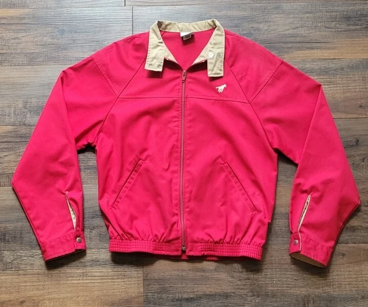 RARE VINTAGE 70s 80s Wrangler Horse LOGO RED Zip Bomber JACKET MEN'S S USA MADE