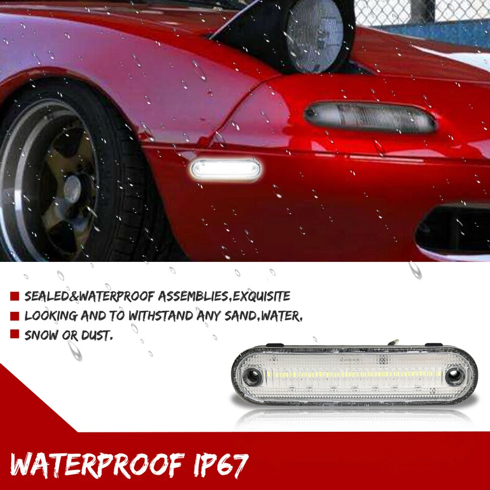 4x Luz de señalización lateral LED blanca transparente delantera y trasera para Mazda Mx-5 Miata 1990-2005 Foto 3 de 4