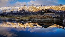 Landscape nature r lake sunset mountains reflection new Custom Gaming Mat Desk