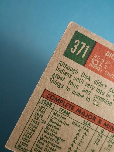 1959 Topps Dick Brodowski Cleveland #371 en muy buen estado-excelente+ ⚾ - Imagen 8 de 9