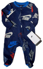 Image of Nike Footed Pajamas Convertible Hand Mits Baby Zip Sleepwear Size 6 Months New