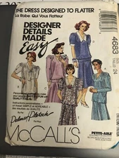 💐McCALL'S #4683-LADIES TWO PIECE DRESS w/HEMLINE VARIATIONS PATTERN size 24