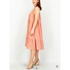 Universal Thread Smocked BOHO Midi Sun Dress OVERSIZED XS Crochet Trim Blush.