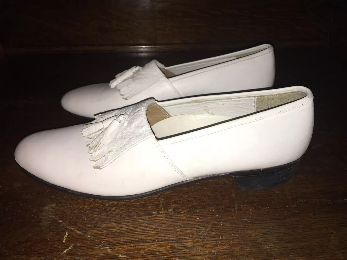 A Beauty Shoes Hand Made Mens Vintage Shoes White Leather Sz 9.5 Us