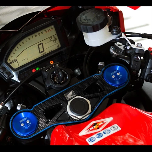 Handle Yoke Cover Sticker Chrome Blue/Black 08-15 Honda CBR 1000 RR Fireblade - Picture 3 of 5