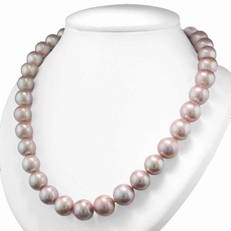 Perla Agua Dulce Mingperlen Rosa 11 Hasta 12,5 MM 585er Oro Blanco, Nuevo - Imagen 3 de 3