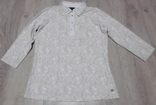 MDC Sport Women Size US 8 EU 40 Golf Polo Shirt White Tiger 3/4 Sleeve