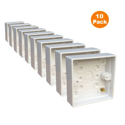 10 x Surface Mounted Back Box 24mm Wall Pattress Single 1 Gang Electrical Socket - Picture 1 of 2