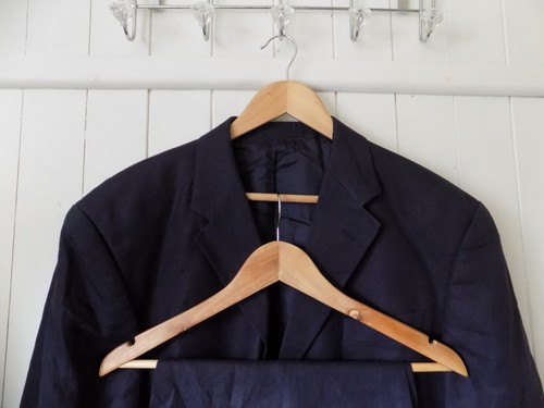 mens ULTIMO NAVY 100% LINEN SUIT SIZE 42"L CHEST 38" WAIST 31" LEG - Picture 3 of 12