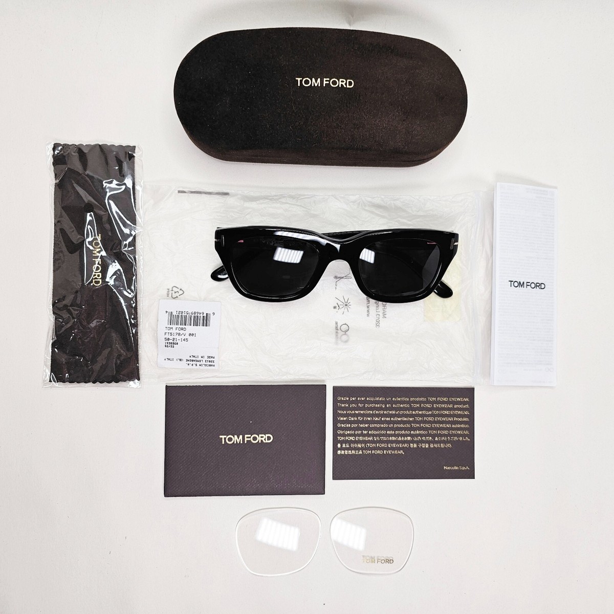 Tom Ford Sunglasses Black Glossy Black Spectre Bond FT5178 TF 5178