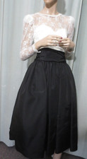 1980s Gunne Sax Formal Crinoline Dress-Black White Lace Prom Party Size 3