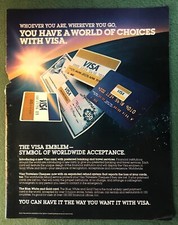 vintage 1970s large size magazine print ad VISA credit card World of Choices