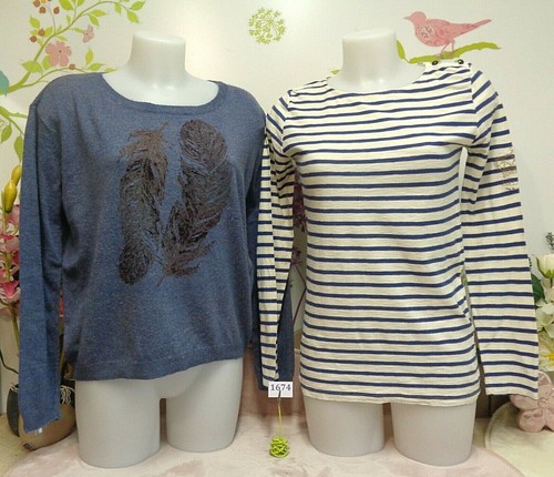 Lot De Vêtements Femme Occasion : Haut Et Tunique - Marque Rose Bleue - Tailles 42/44 - Couleur Blanc