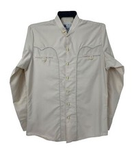 Camisa Charra Ranger's Beige Con Boton Tipo Hueso - Men's Charro Western Shirt