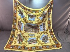 Vtg ROME Souvenir Roma Scarf Blue Landmarks Nylon 28  Square