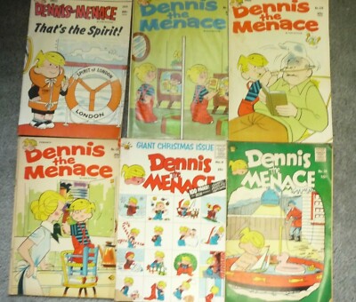 Vintage Dennis the Menace 1960s 70s Comics lot 6 Comics Fawcett Halden