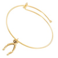 Usa Made Gold Tone Bracelet Bangle Wish Bone Good Luck Charm 2 3/4 on sale Usa Made Gold Tone Bracelet Bangle Wish Bone Good Luck Charm 2 3/4 on sale