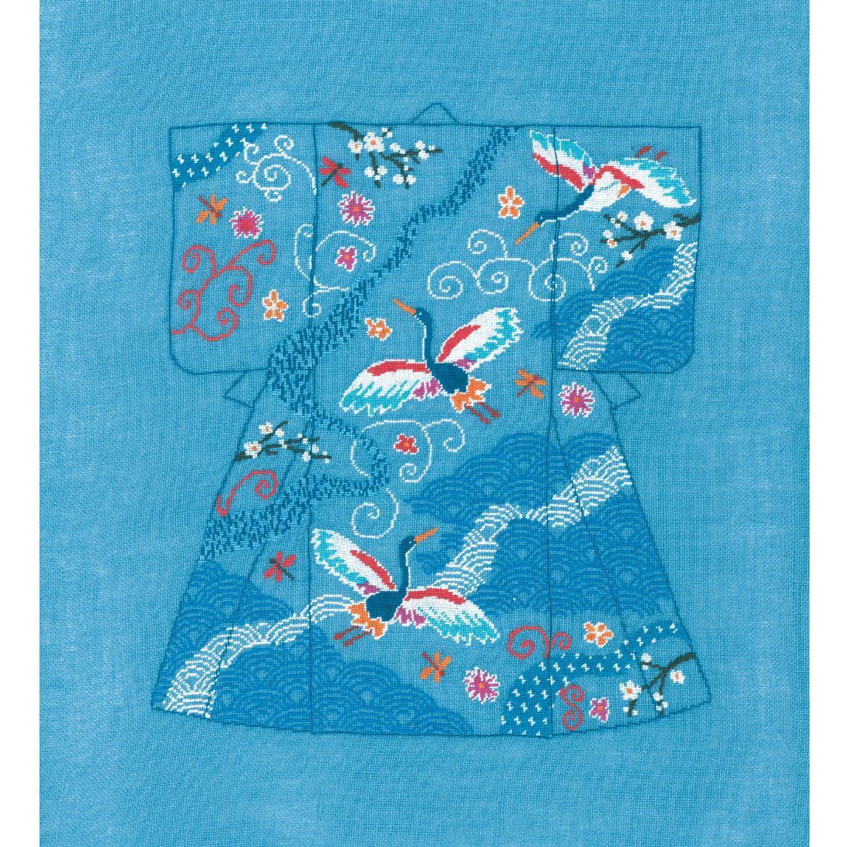 Le Bonheur des Dames counted petit point kit ""Kimono Herons II"", 20,5x23cm, DIY