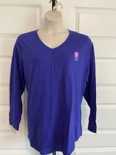 New Just My Size Cotton Blend Center Seam L/S V Neck Tee Top 2X