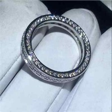 2.00 Carat Round Cut VVS1 Moissanite Eternity Wedding Band Solid 14K White Gold