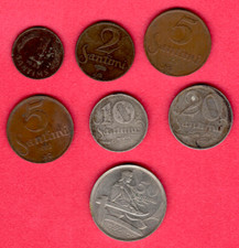 1922-38 LATVIA LETTLAND 1, 2, 5, 10, 20 and 50 SANTIMU LOT OF 7 COINS 9246