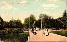 VA Richmond, Scene in Monroe Park, Ladies in Dresses, Baby Buggy, DB Posted 1913
