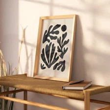 Digital Printable Download | Beige Black Wall Art, Botanical Poster, Abstract