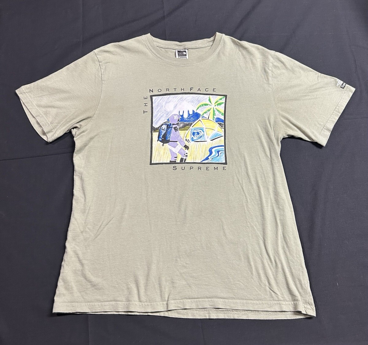 Supreme x The North Face T Shirt Astronaut Space Camping Green