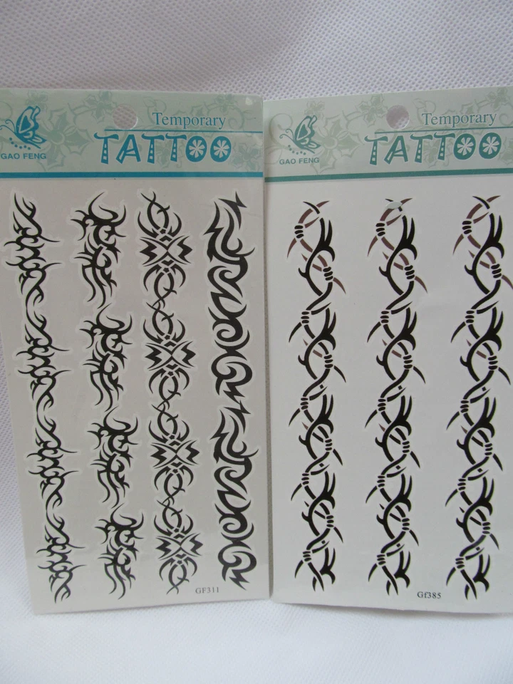 FAT-CATZ-COPY-CATZ BLACK MENS UNISEX ARTY CELTIC TRIBAL ARM BANDS VINE TEMPORARY TATTOOS PARTIES UK