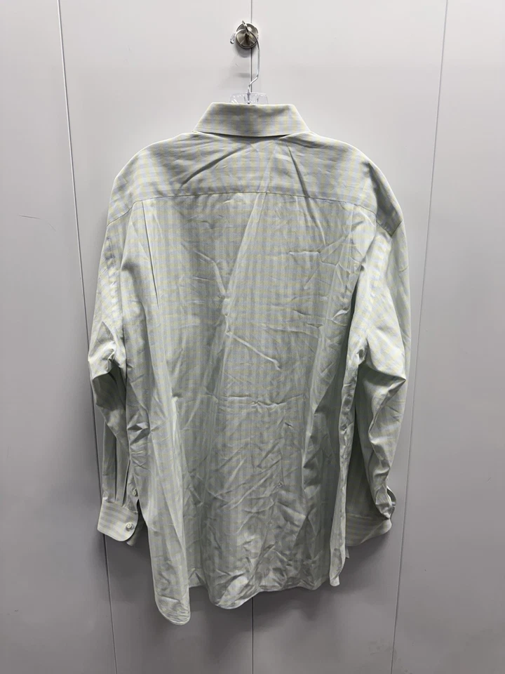 LUIGI BORRELLI NAPOLI Blue Yellow Stripe Cotton Men's Dress Shirt 17-43 - Image 2 of 4