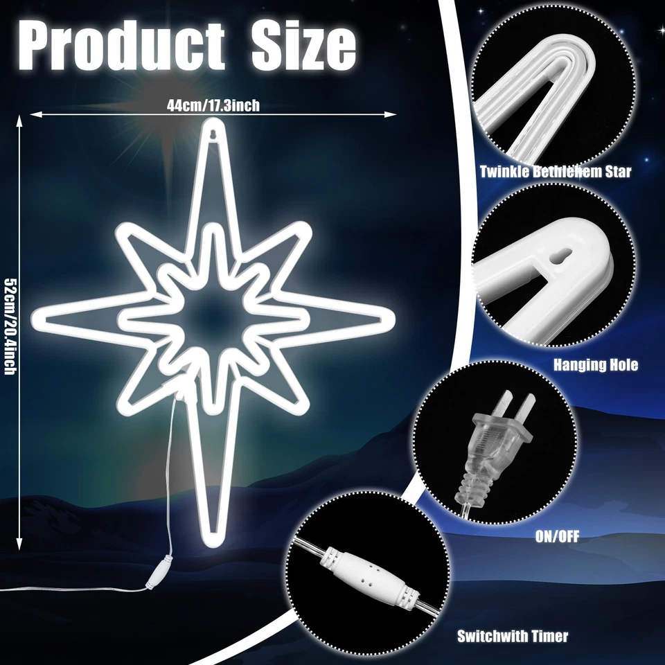 Luz de Navidad Estrella de Belén Iluminada LED de 20 x 17,32 Pulgadas, Silho de Navidad... Foto 2 de 4