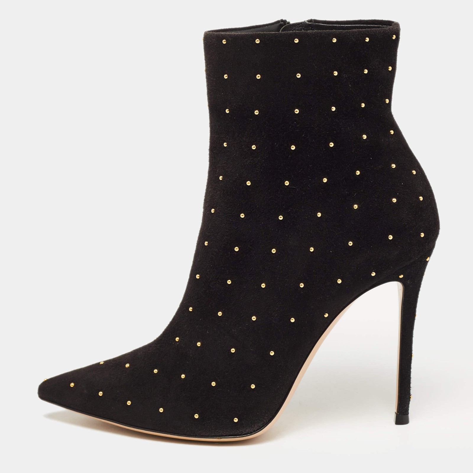 Gianvito Rossi Black Suede Studded Ankle Boots Size 41