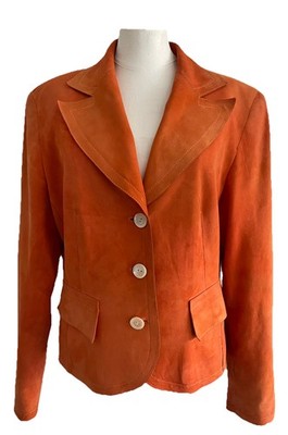Walter Damen Lederjacke  Blazer Jacke Ziegenvelour Echtleder Gr. 40 Camelorange
