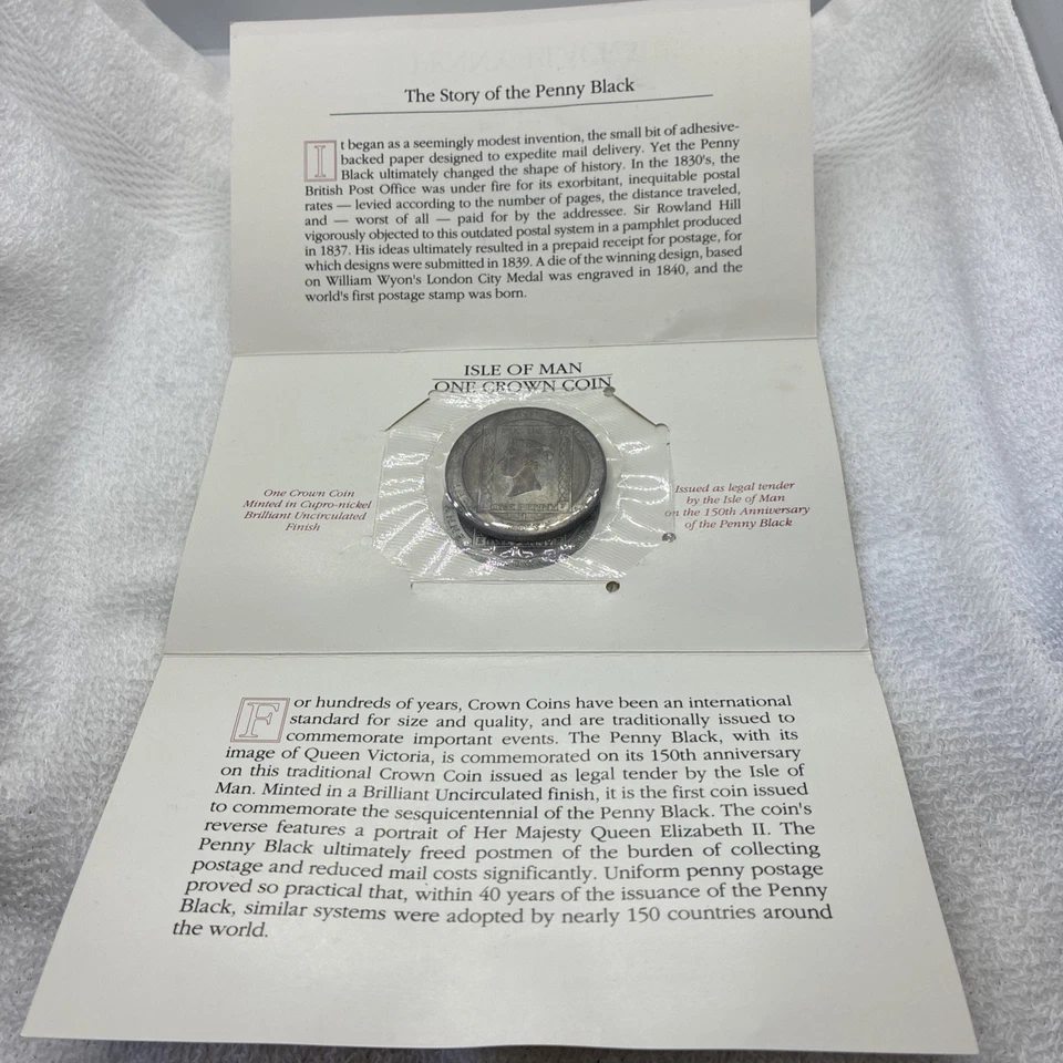 1990 Isle Of Man One Crown Coin Sesquicentennial Of The Penny Black - Image 4 of 4