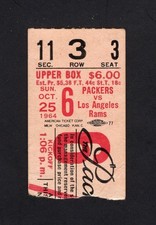 1964 Green Bay Packers vs Los Angeles Rams NFL Football Ticket Stub