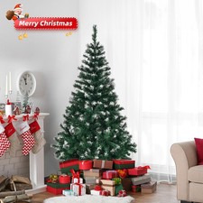 Artificial PVC Christmas Tree 5/6/7FT Metal Stand Xmas Holiday Season Indoor