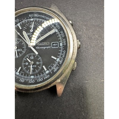 Vtg Seiko Panda Chronograph Quartz 7T32 7C60 Black Dial  display picture 3